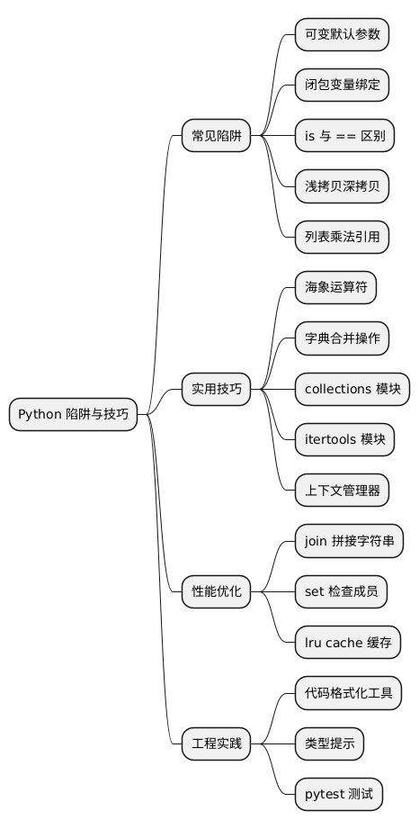 Python 陷阱与技巧思维导图
